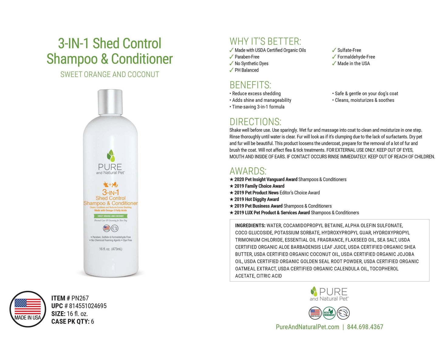 3-in-1 Shed Control Shampoo & Conditioner (Orange & Coconut)