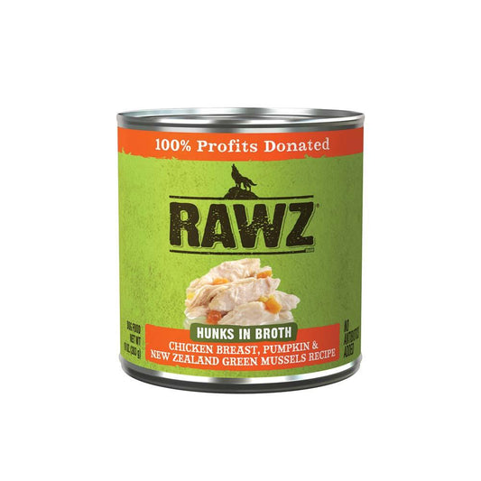 Rawz Hunks In Broth -Chicken Breast, Pumpkin & New Zealand Green Mussels -10oz