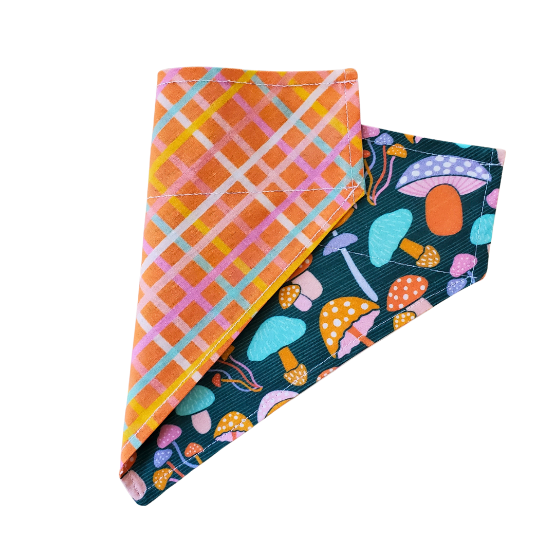 Mushroom Garden - Reversible Dog Collar Bandana