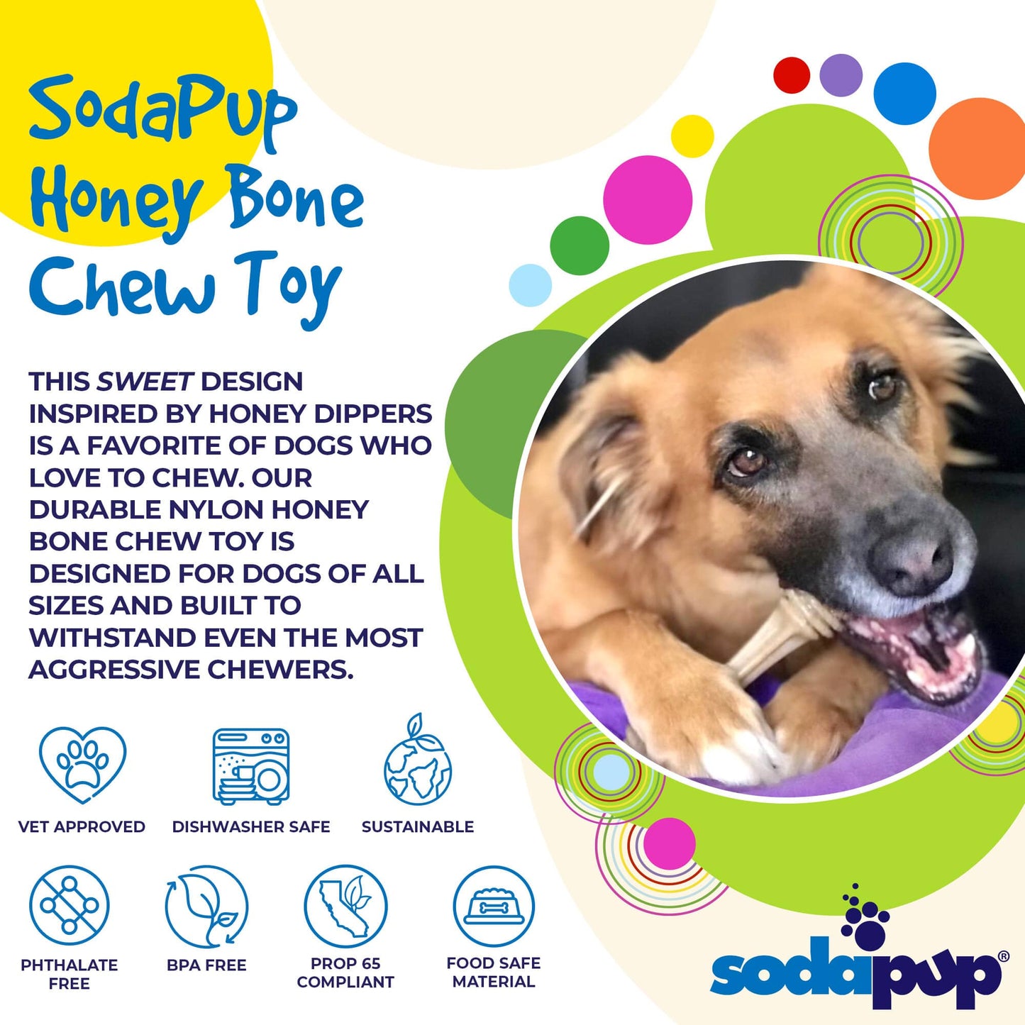 Honey Bone Nylon Chew Bone for Dogs: Large