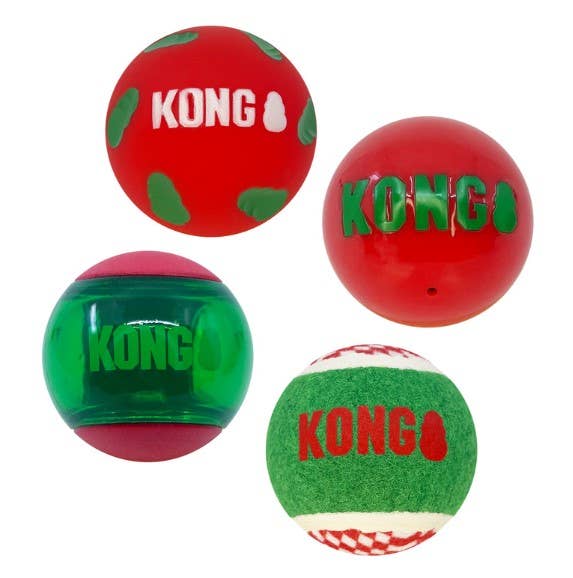 KONG Holiday Occasions Balls 4-pk Md