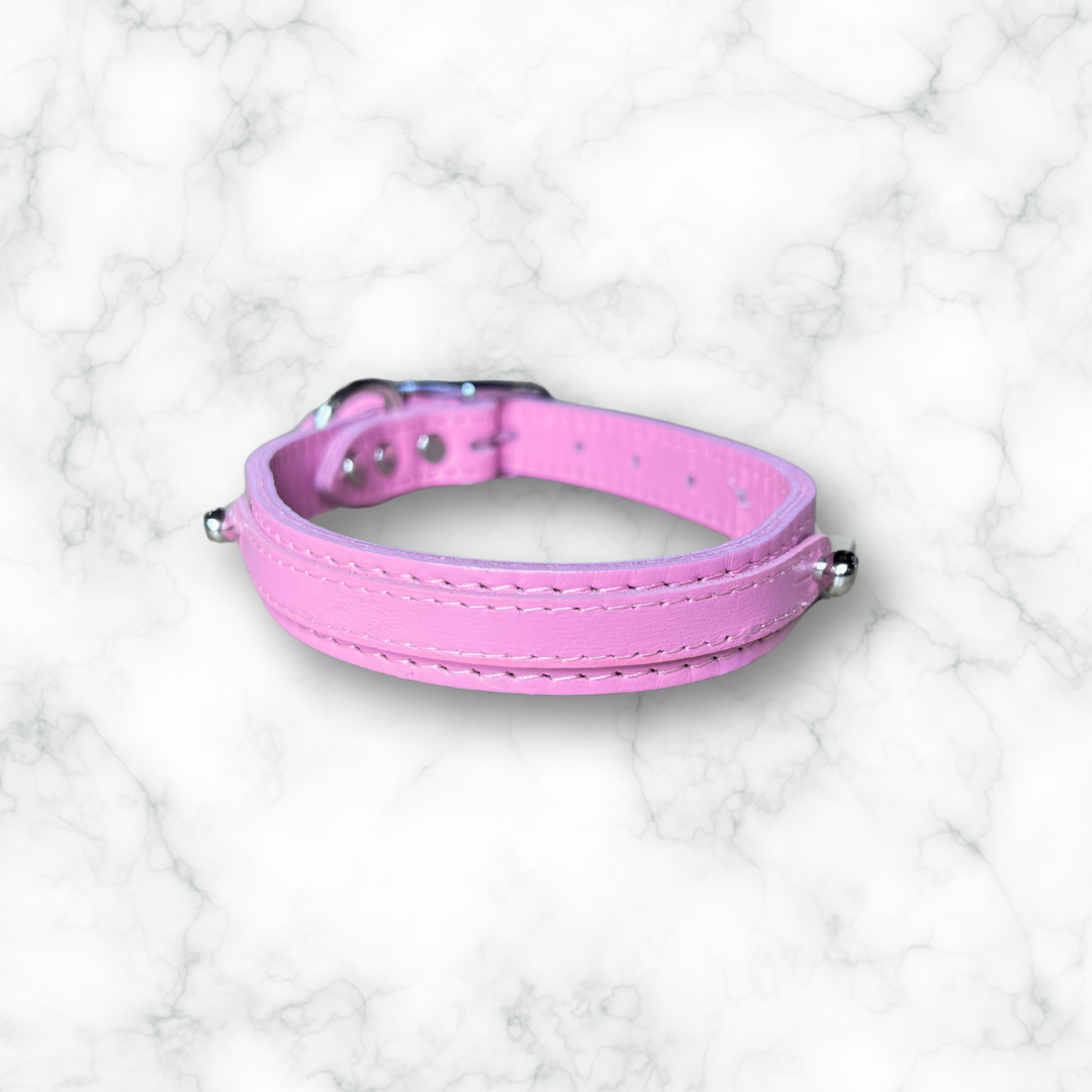 Pink Leather Slider Collar