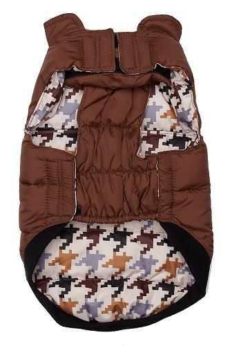 Houndstooth Reversible Vest in Brown