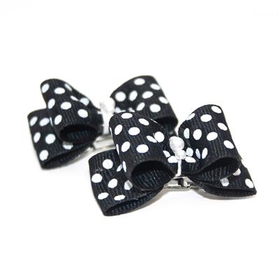 Black and White Polka Dot Hair Bows for Dogs