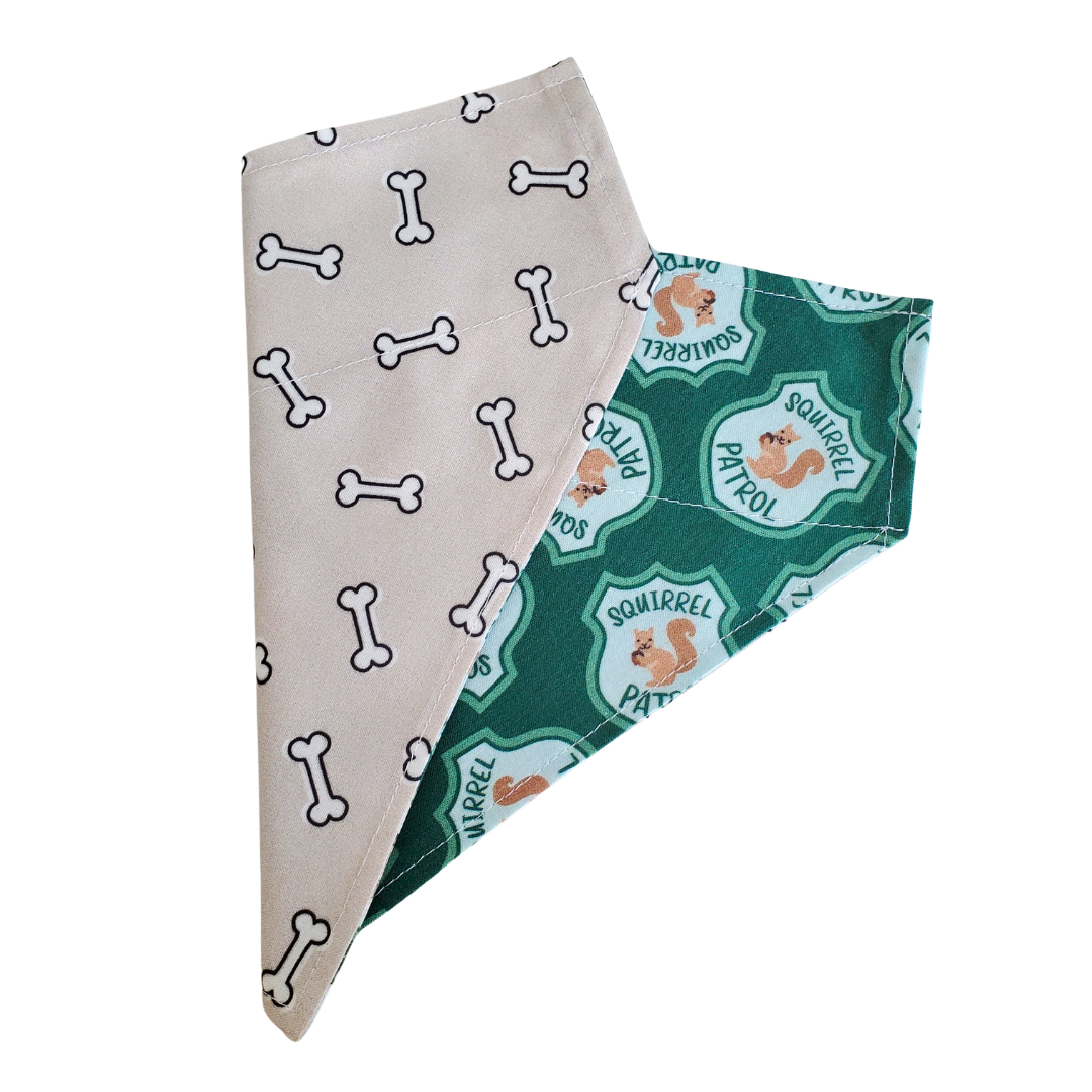 Squirrel Patrol - Reversible Dog Collar Bandana