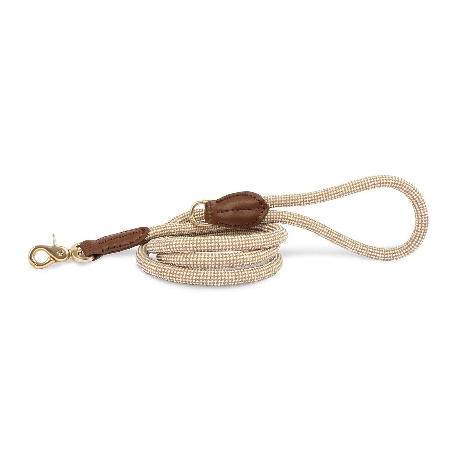 Tan Check Rope Dog Leash