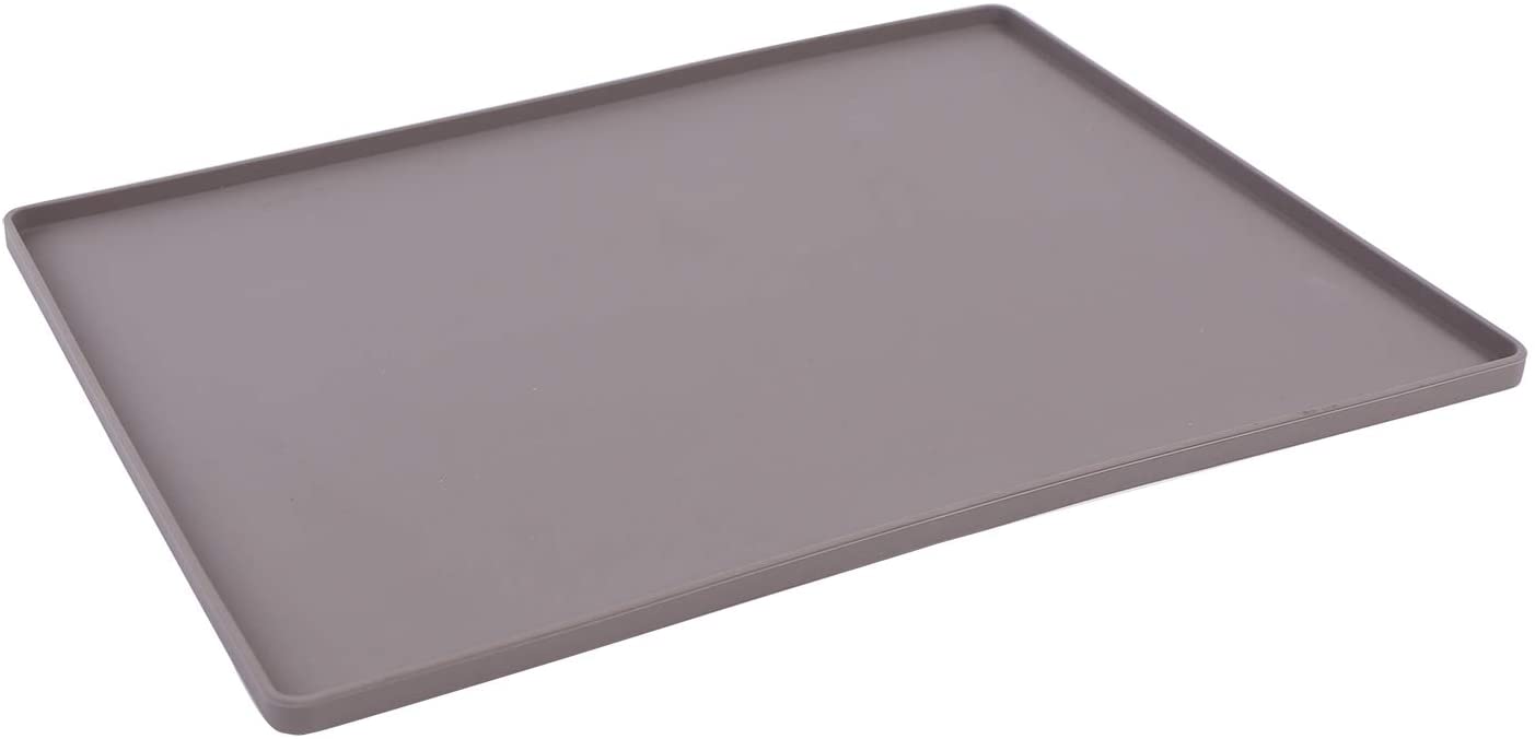 Messy Mutts Silicone Food Mat Raised Edge Grey Small