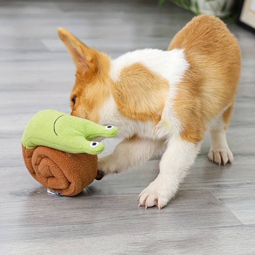 Interactive Snail Dog Toy - Plush Puzzle Treat Dispenser and Slow Feeder for Snuffle and Play