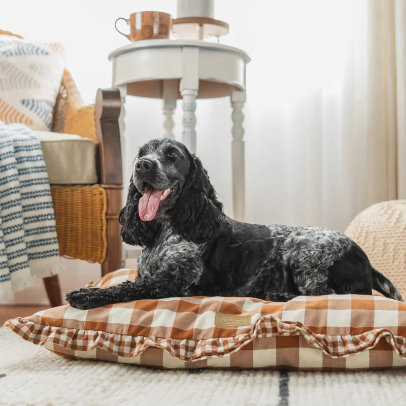 Vintage Brown Gingham Envelope Dog Bed