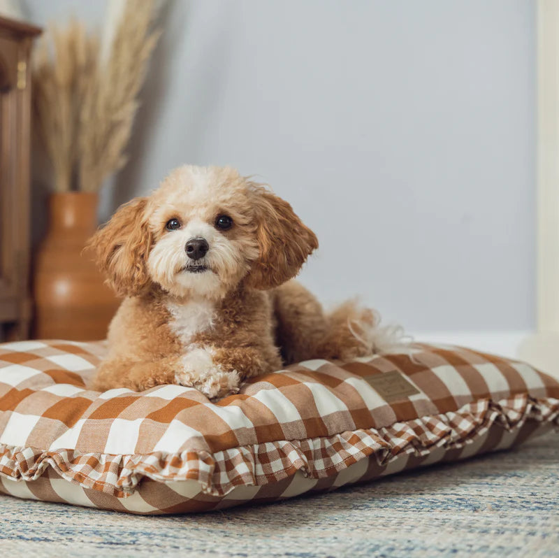 Vintage Brown Gingham Envelope Dog Bed