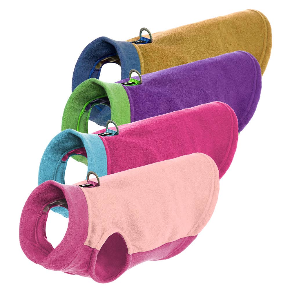 Gooby Fleece Half Stretch for Dogs featuring a cozy, stretchy design that provides warmth and comfort, perfect for active dogs in colder weather.