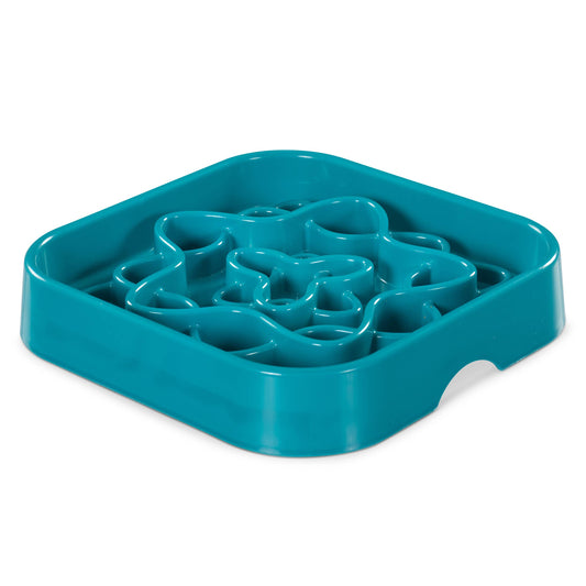 Messy Mutts Interactive Square Slow Feeder Blue 8 Cups 11x8