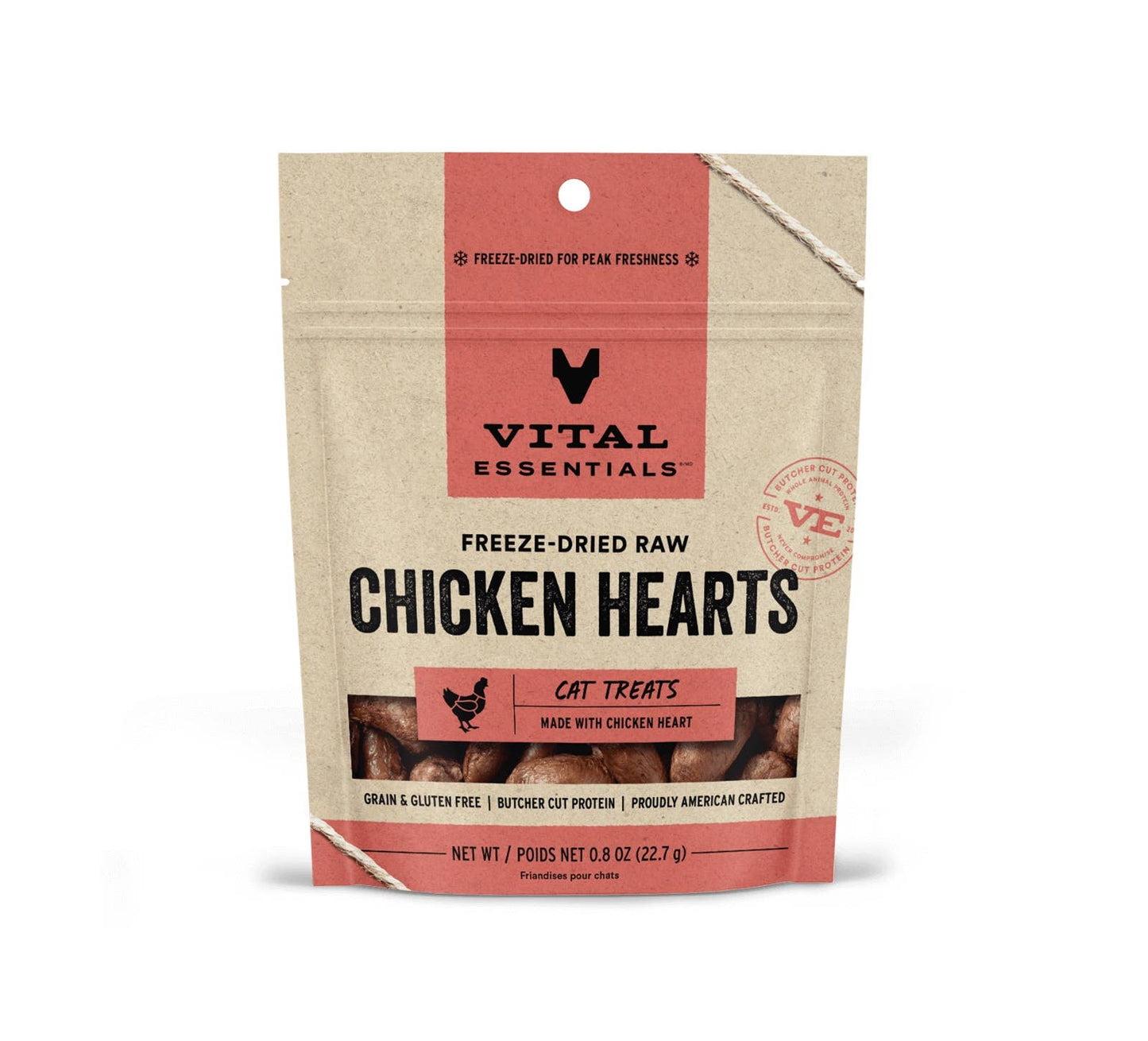 Vital Essentials Chicken Hearts FD Cat Treats 0.8 oz