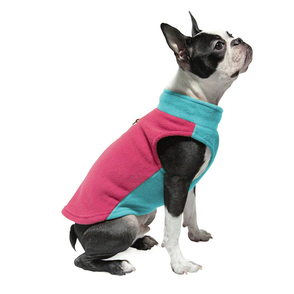 Gooby Fleece Half Stretch for Dogs featuring a cozy, stretchy design that provides warmth and comfort, perfect for active dogs in colder weather.