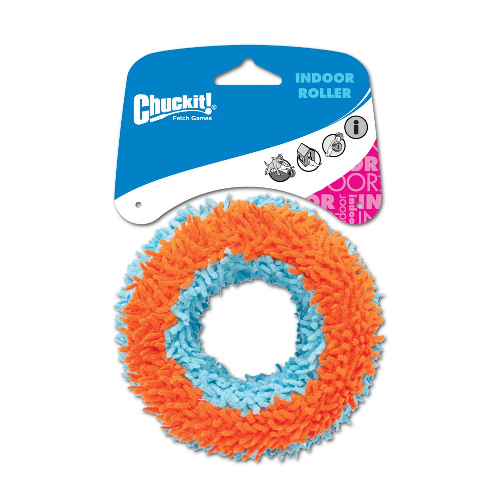 Chuckit!® Roller Indoor Dog Toy Medium 4.5 x 4.5 In Orange/Blue