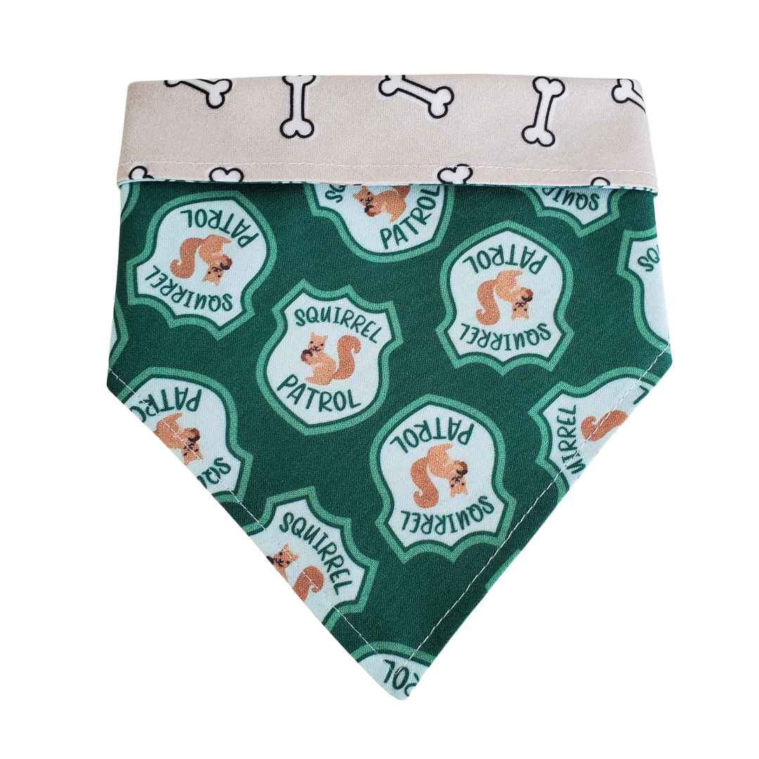 Squirrel Patrol - Reversible Dog Collar Bandana