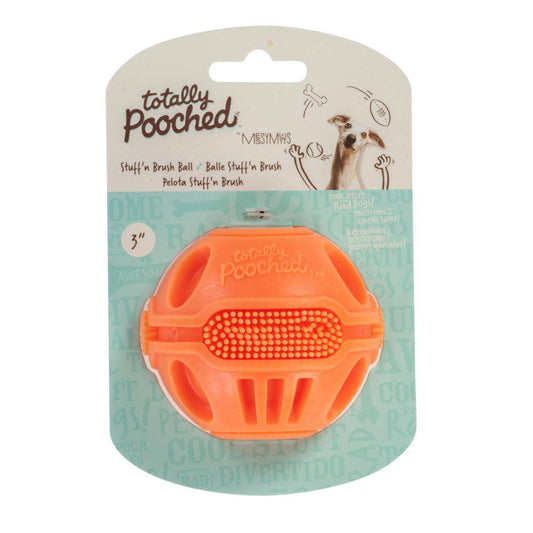 Totally Pooched Stuff'n Brush Ball, 3", Orange