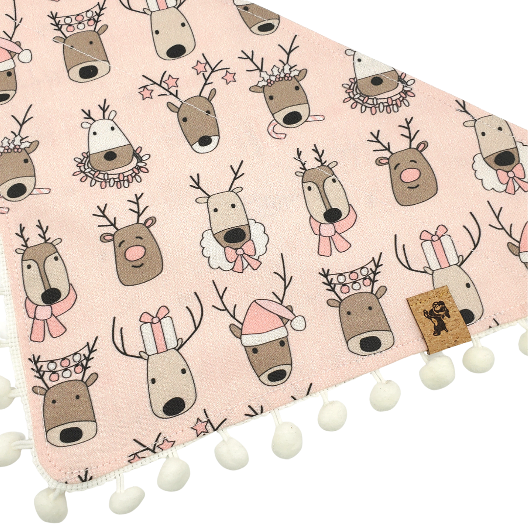 Pink Reindeer - Reversible Dog Collar Bandana