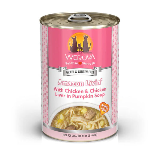 Weruva Classic Dog -Amazon Livin' with Chicken & Chicken Liver in Pumpkin Soup (14oz)