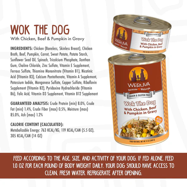 Weruva Classic Dog - Wok The Dog with Chicken, Beef & Pumpkin in Gravy (14oz)