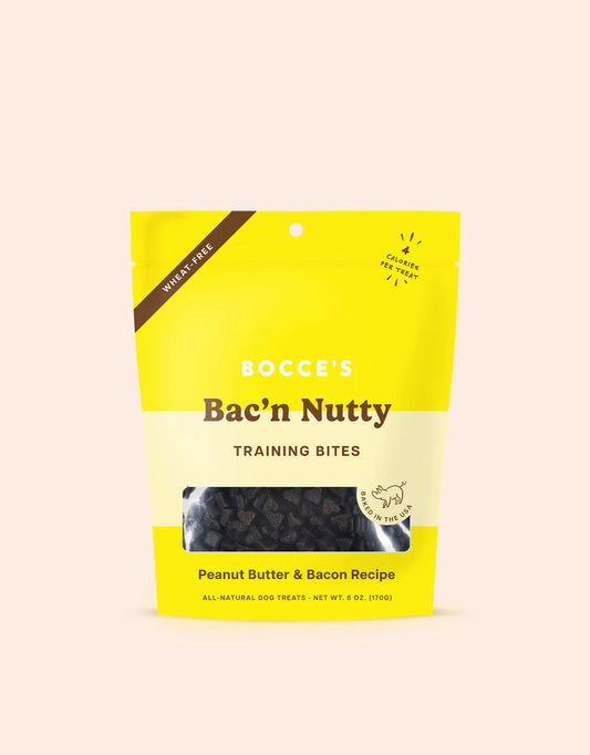 Bocce's Bakery Bac'n Nutty Training Bites - Wheat-Free Bacon & Peanut Butter Dog Treats for Training, Rewards, and Positive Reinforcement