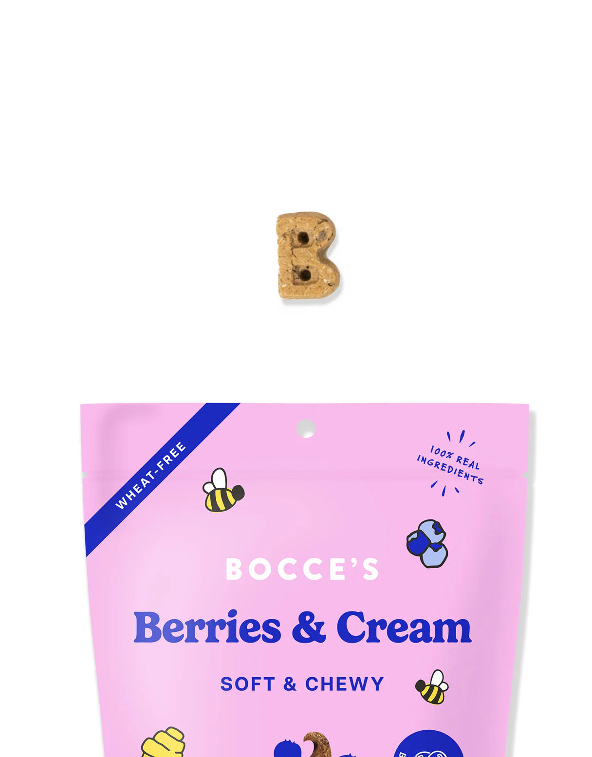 Bocce's Bakery Berries & Cream Dog Treats - Soft, Chewy, Wheat-Free Blueberry & Cream Cheese Biscuits for Dogs, Made in the USA