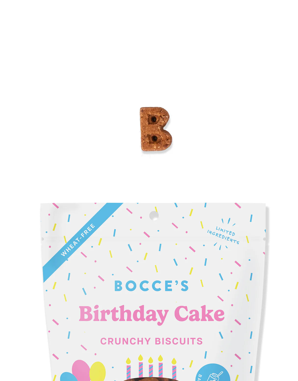 Bocce's Bakery Birthday Cake Treats for Dogs - Wheat-Free, All-Natural Biscuits with Peanut Butter, Carob, and Vanilla for Special Occasions