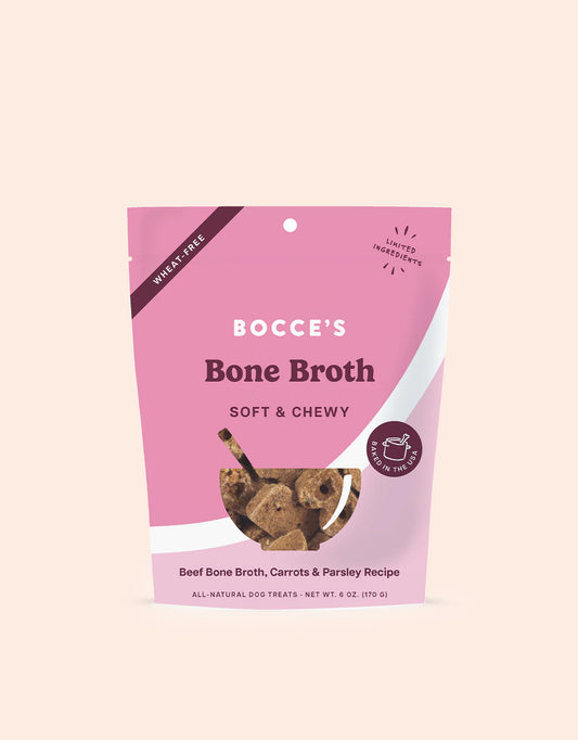 Bocce's Bone Broth Dog Treats - Nutritious, Grain-Free Snacks with US Beef Broth, Oats, Carrots, and Parsley for Digestive Health and Fresh Breath