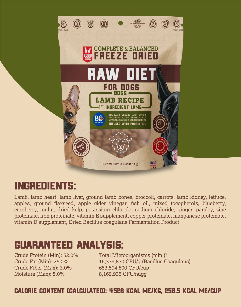 Boss Dog Freeze-Dried Lamb Nugs - High-Protein, Grain-Free Dog Treats with Natural Lamb for Healthy, Tasty Snacking