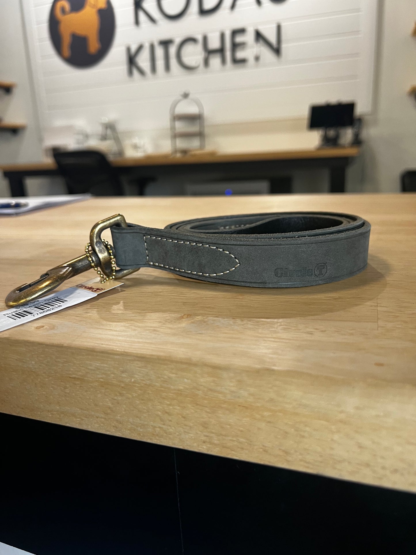 Rustic Leather Leash-Grey