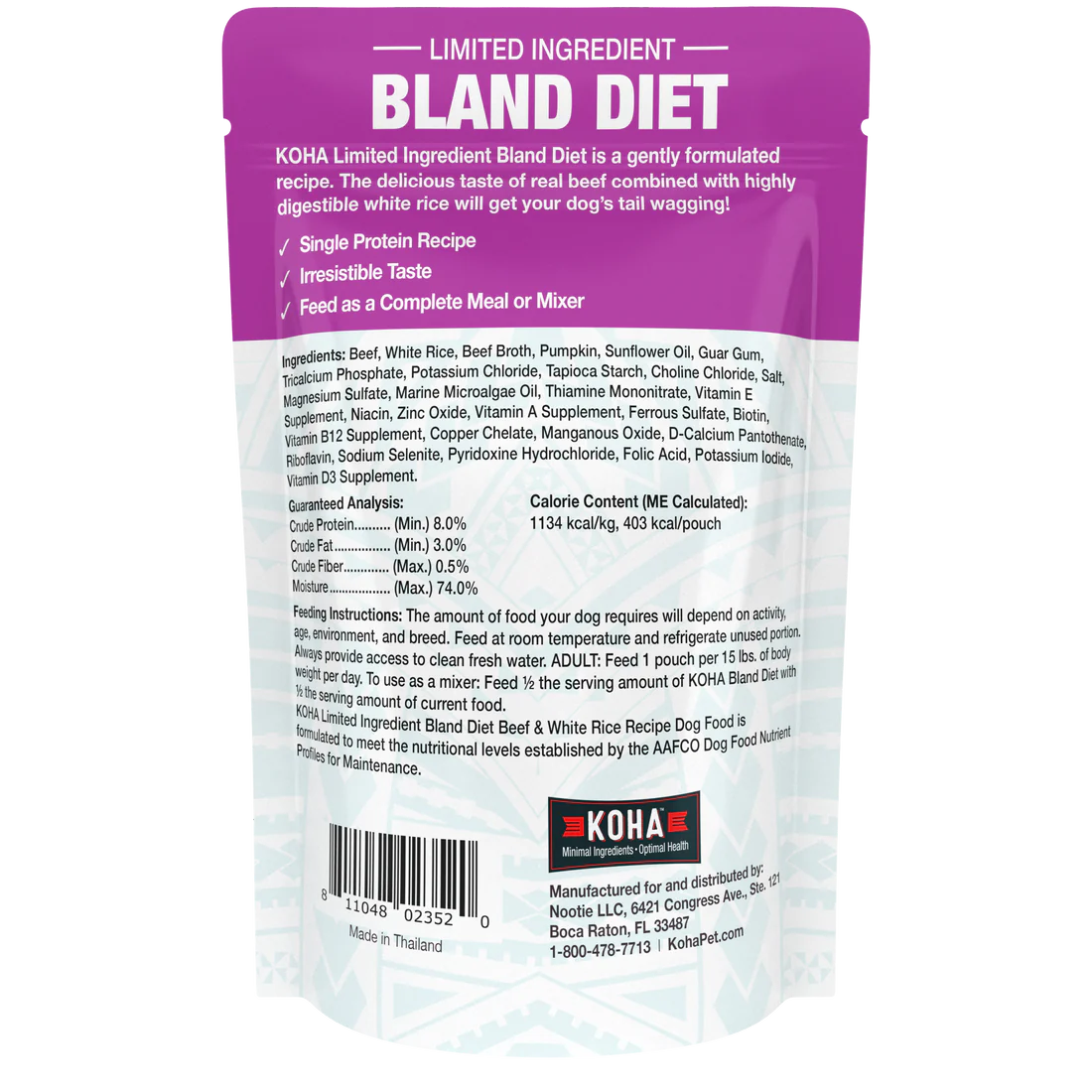 Koha Bland Diet- Beef & Rice -12.5oz