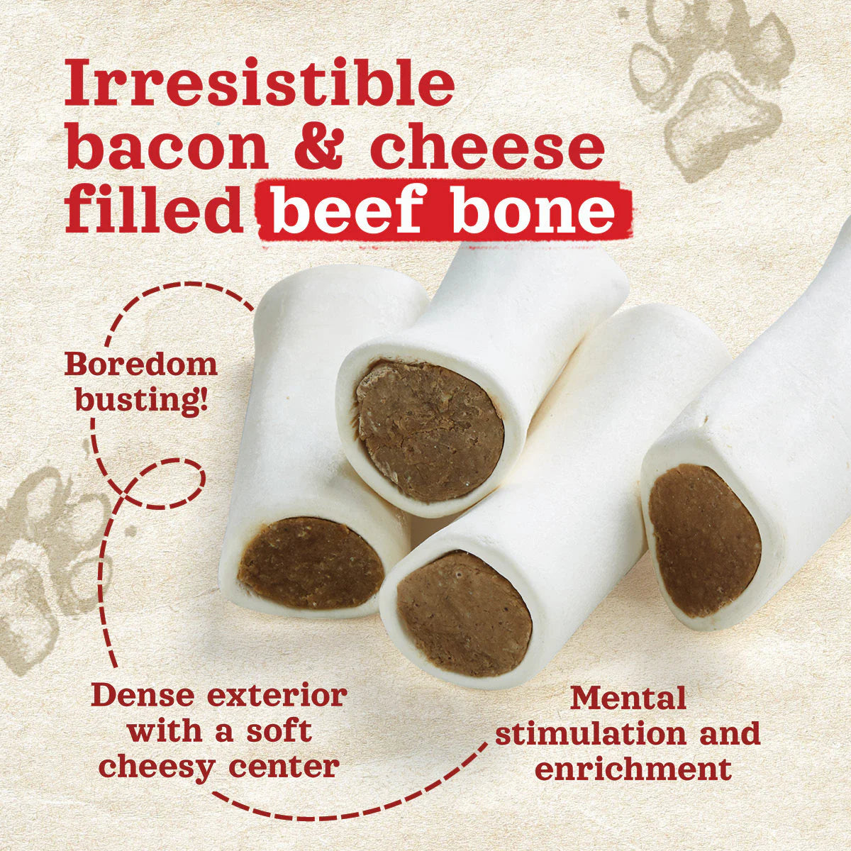 Natural Farm Bacon and Cheese Filled Bone for Dogs – All-natural, high-protein dog chew filled with savory bacon and cheese. Long-lasting, delicious treat that promotes dental health by reducing tartar and plaque. Free from artificial additives and preservatives, providing a healthy, flavorful snack for dogs of all sizes.