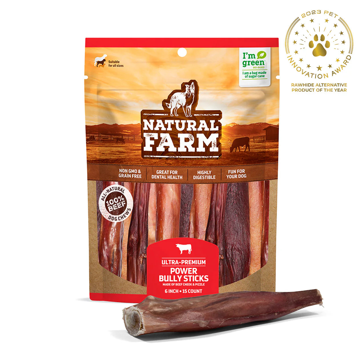 Natural Farm Power Bully Sticks: 6 inch