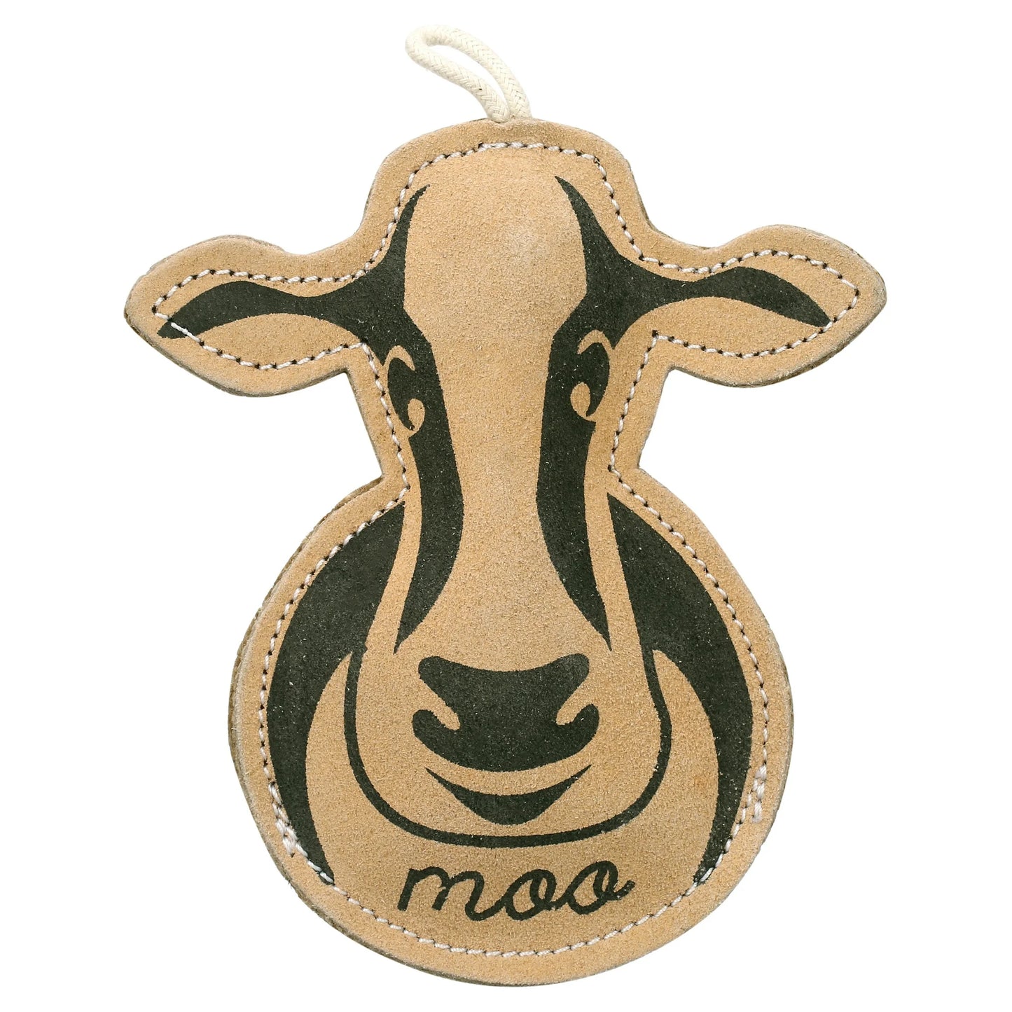 Territory 8 Natural Leather Cow Dog Toy