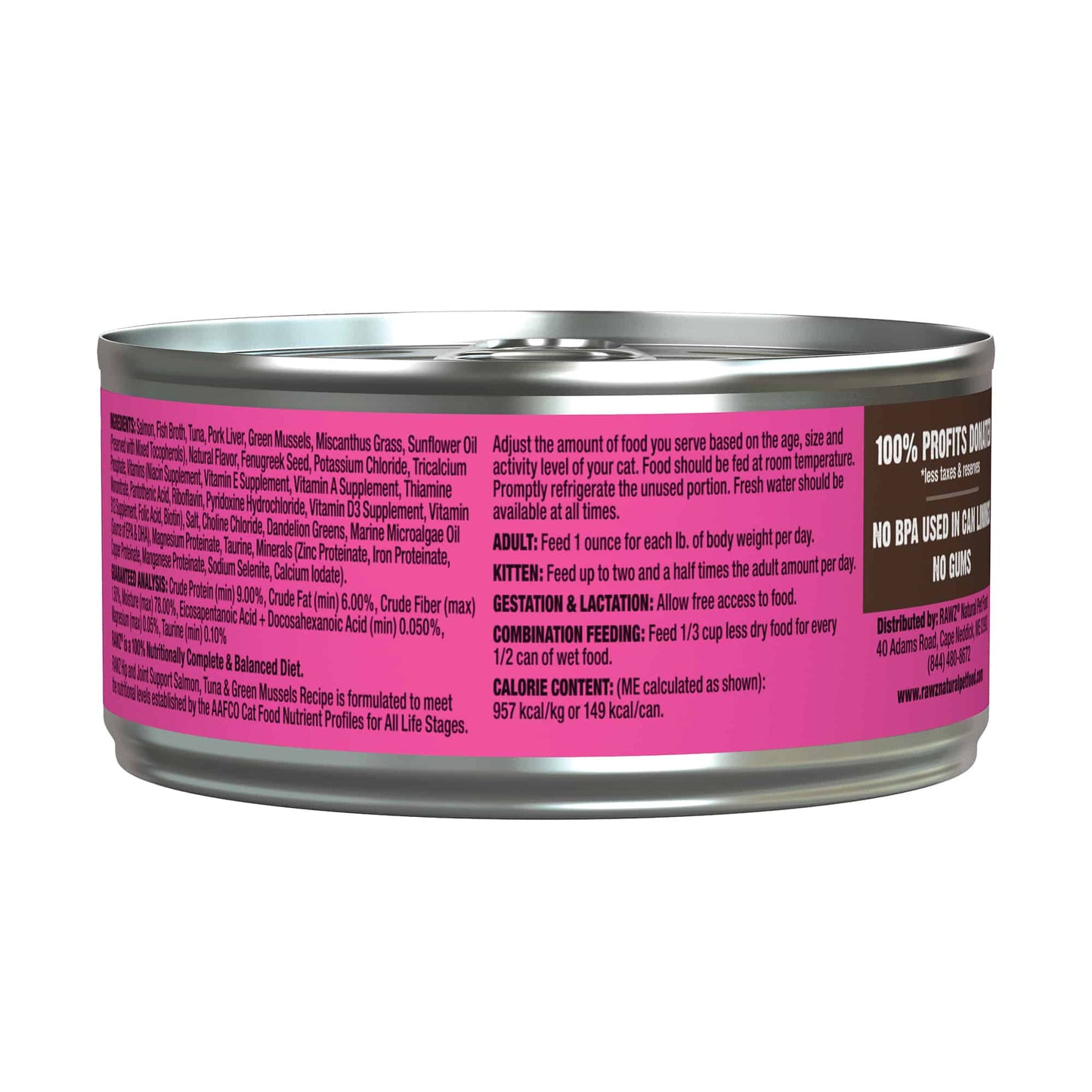 Rawz Hip & Joint Support Salmon, Tuna & Green Mussels Cat Pate-5.5oz