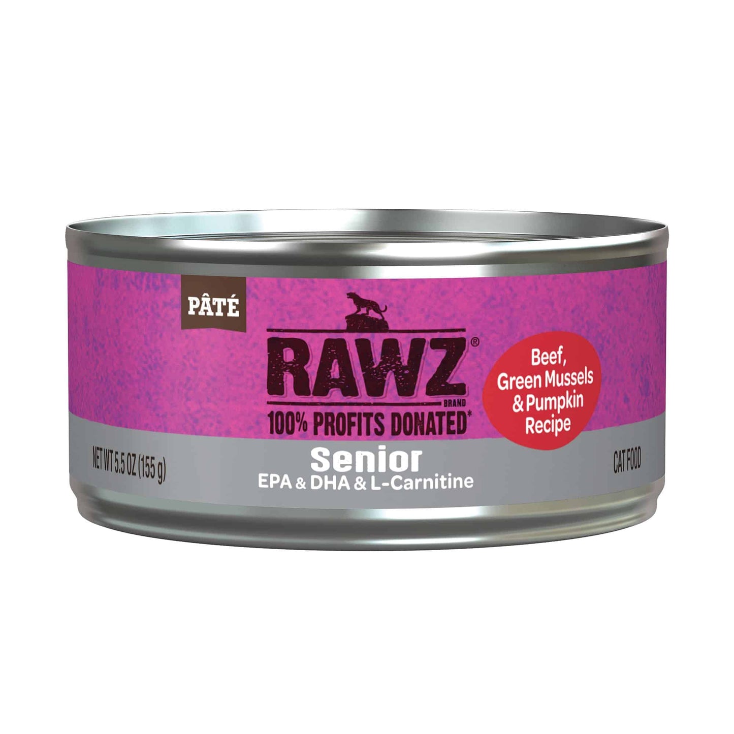 Rawz Senior Beef, Green Mussels & Pumpkin Pate Cat Cans -5.5oz