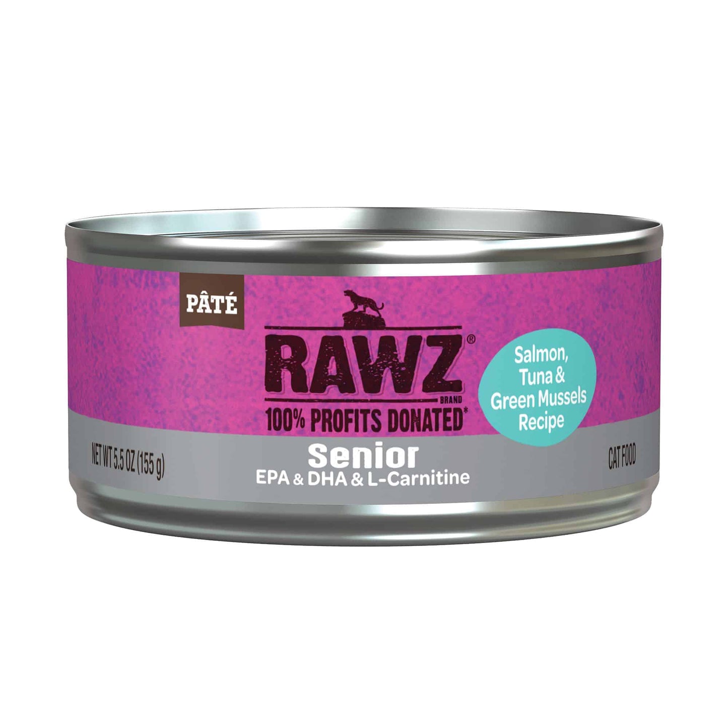 Rawz Senior Salmon, Tuna & Green Mussels Cat Pate Cans-5.5oz