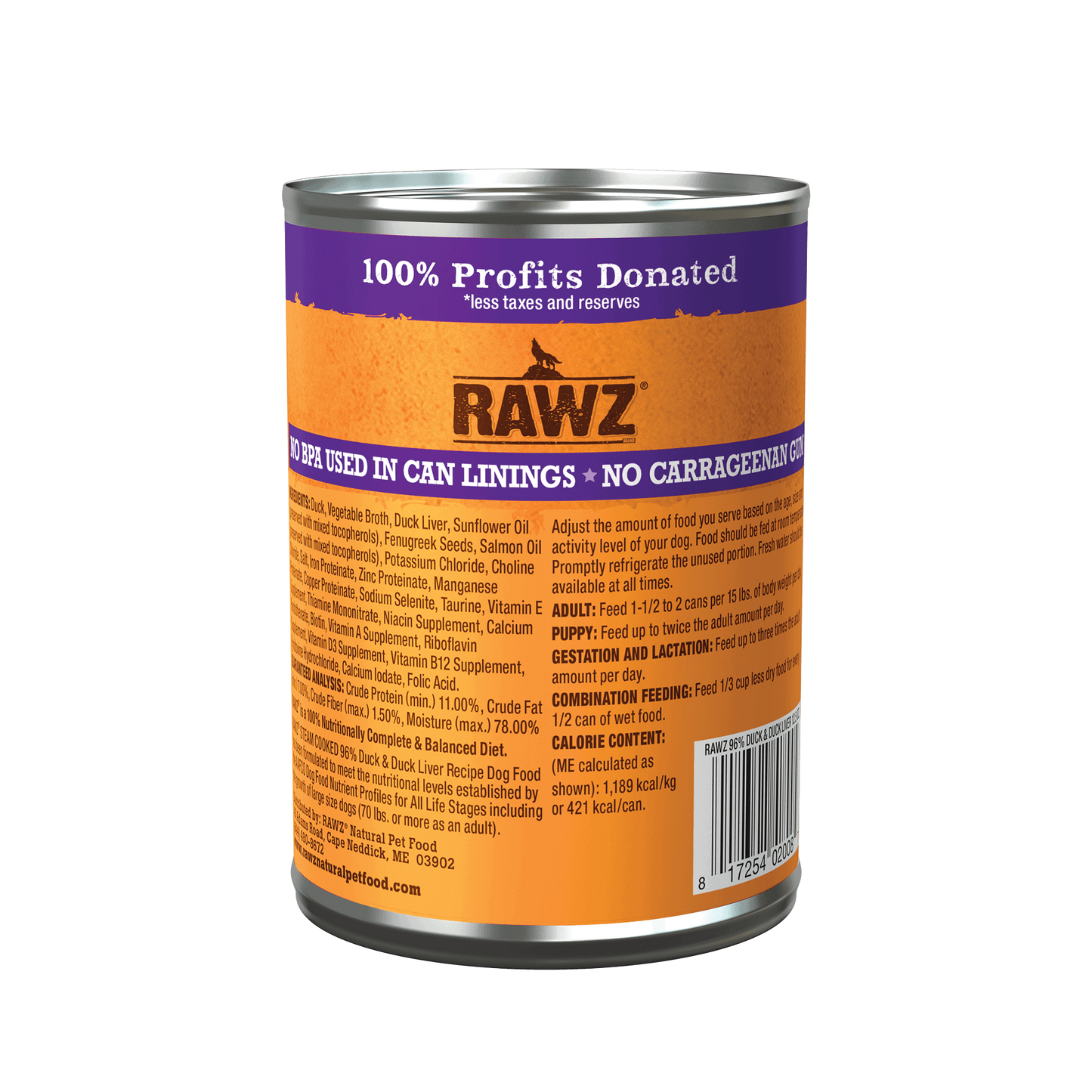 Rawz Duck & Liver Pate Dog Cans -12.5oz