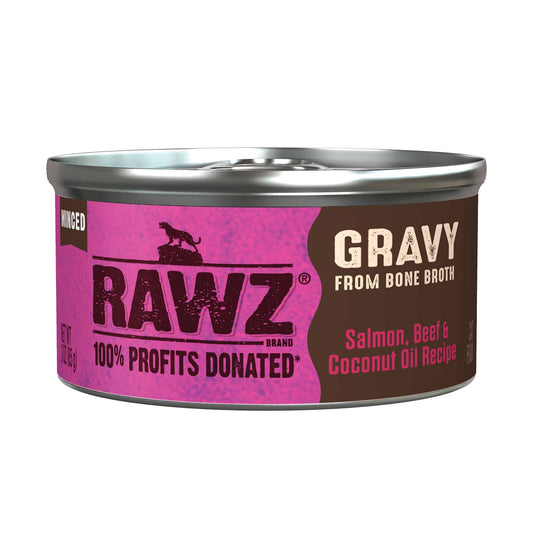 Rawz Gravy Minced Salmon, Beef & Coconut Oil Cat Cans