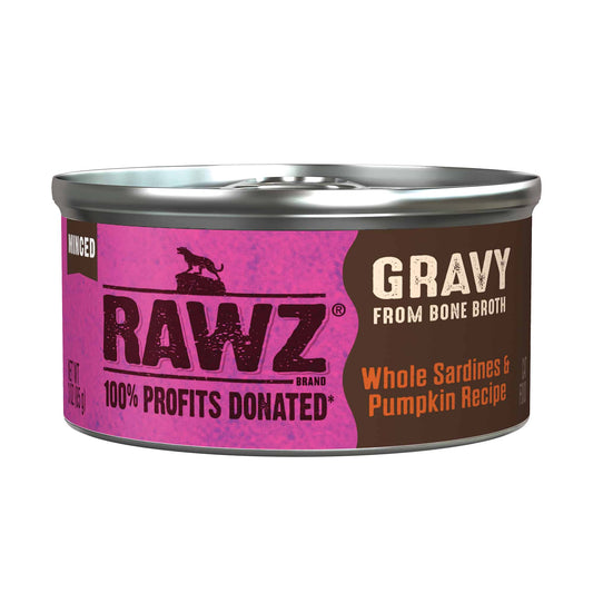 Rawz Gravy Minced Whole Sardines & Pumpkin Cat Cans