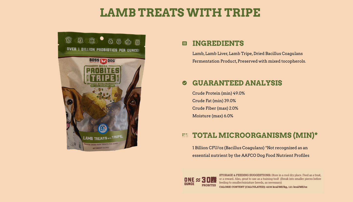Boss Dog Probiotic Lamb Tripe -3oz