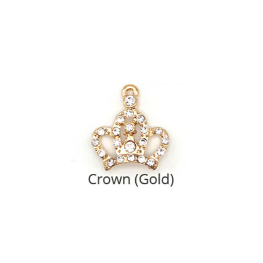 Gold Rhinestone Crown Charm