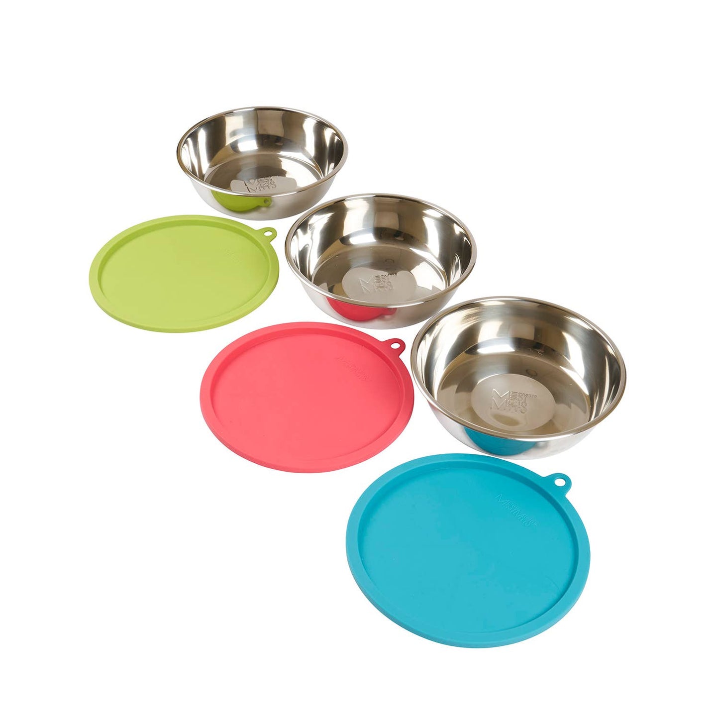 Messy Mutts Bowl & Lids (3 Colors) Large 6pc Box Set