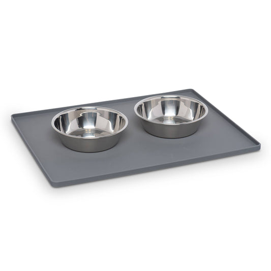 Messy Mutts Silicone Food Mat Raised Edge Grey Small