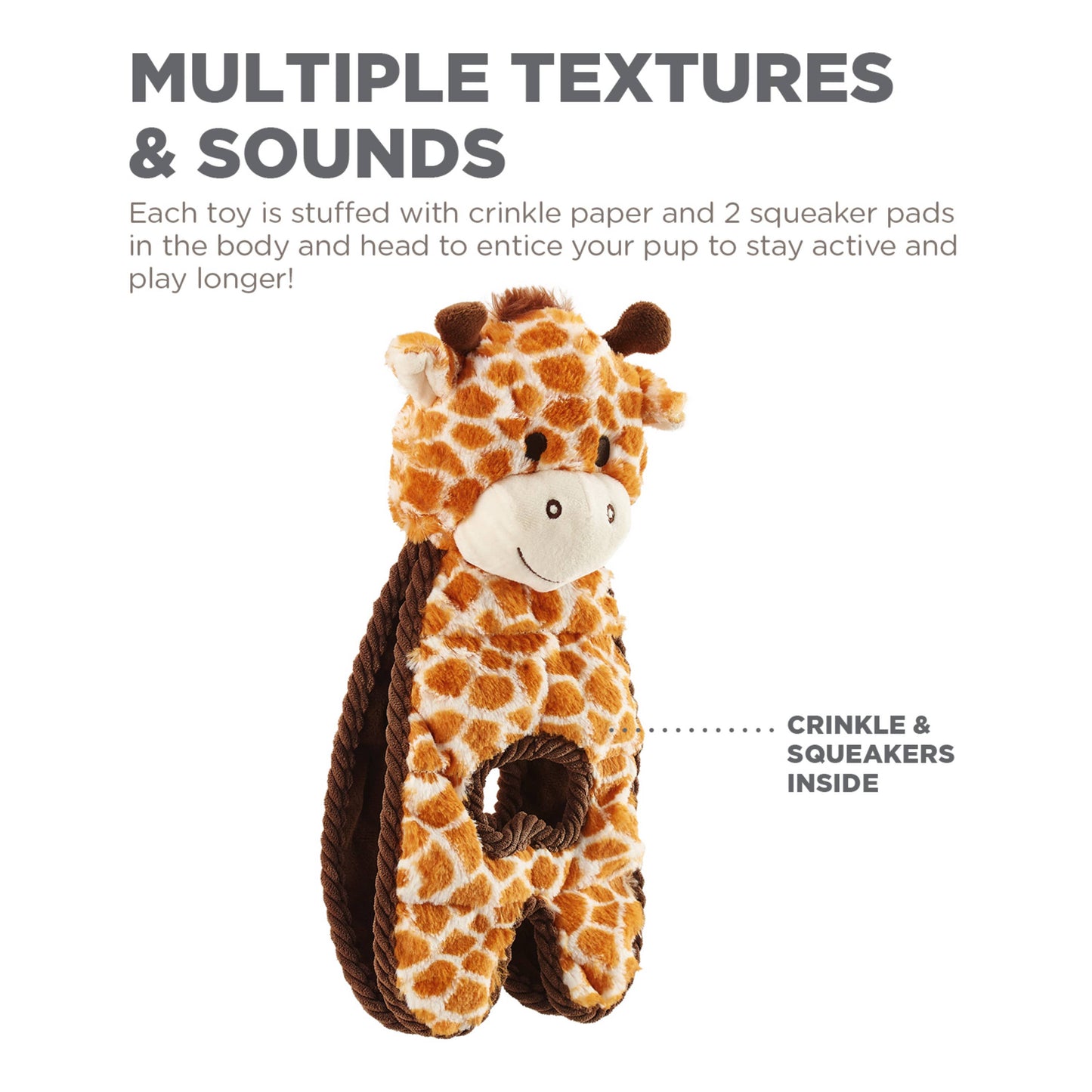 Outward Hound Cuddle Tugs Giraffe Plush Squeaky Dog Toy