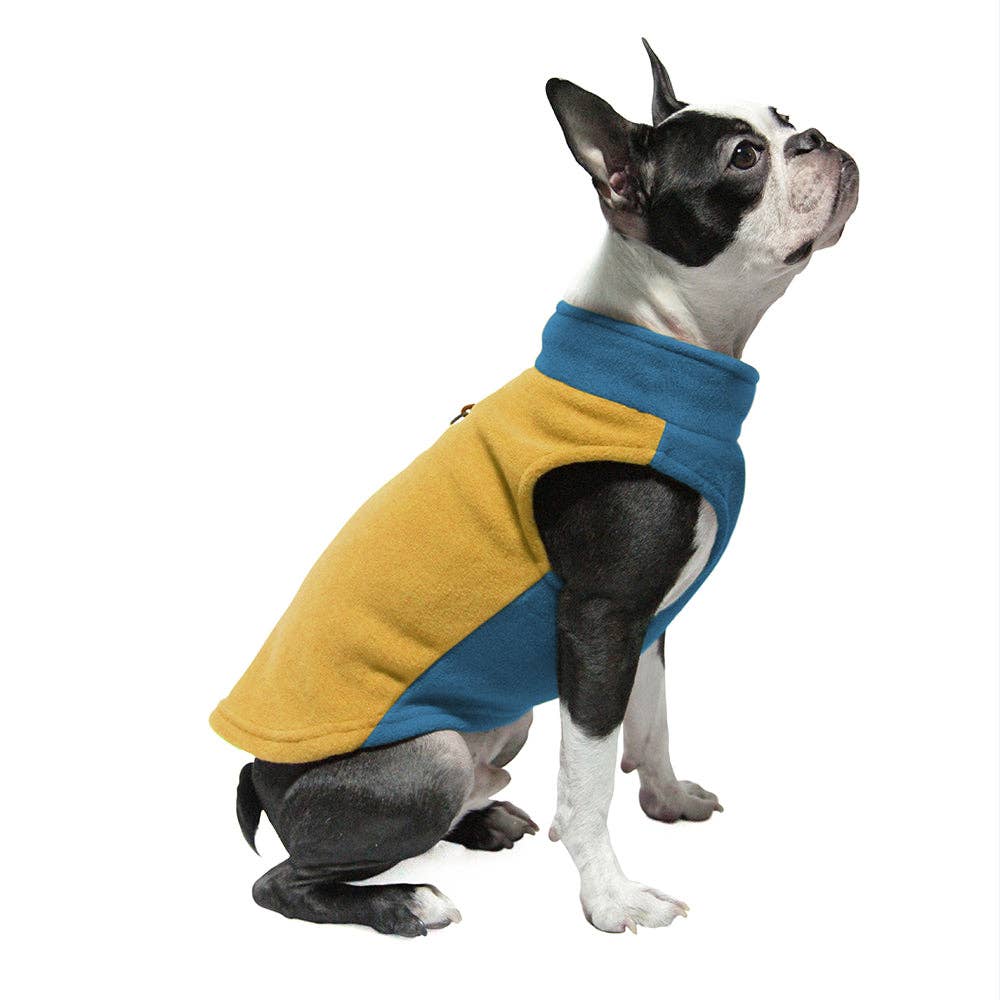 Gooby Fleece Half Stretch for Dogs featuring a cozy, stretchy design that provides warmth and comfort, perfect for active dogs in colder weather.