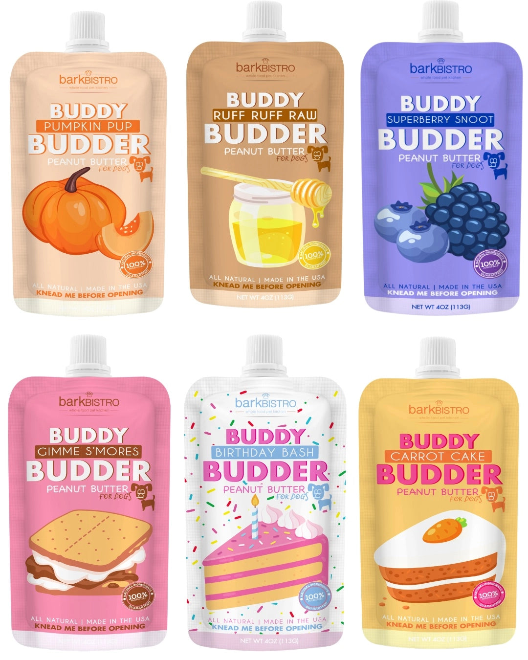 Buddy Budder Peanut Butter Squeeze Pouches -4oz