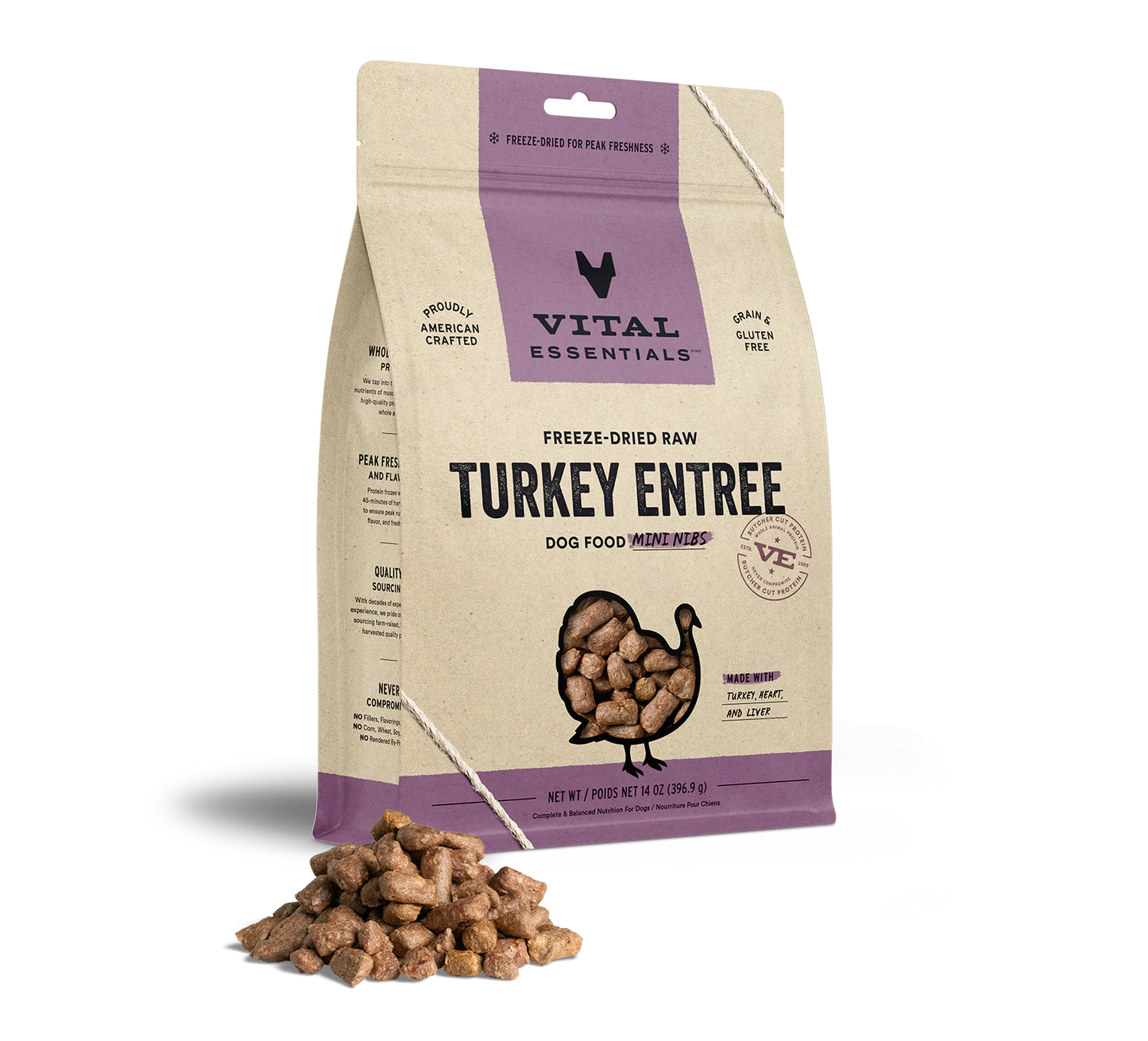 Vital Essentials Freeze Dried Turkey Mini Nibs -6oz