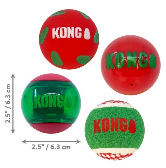 KONG Holiday Occasions Balls 4-pk Md