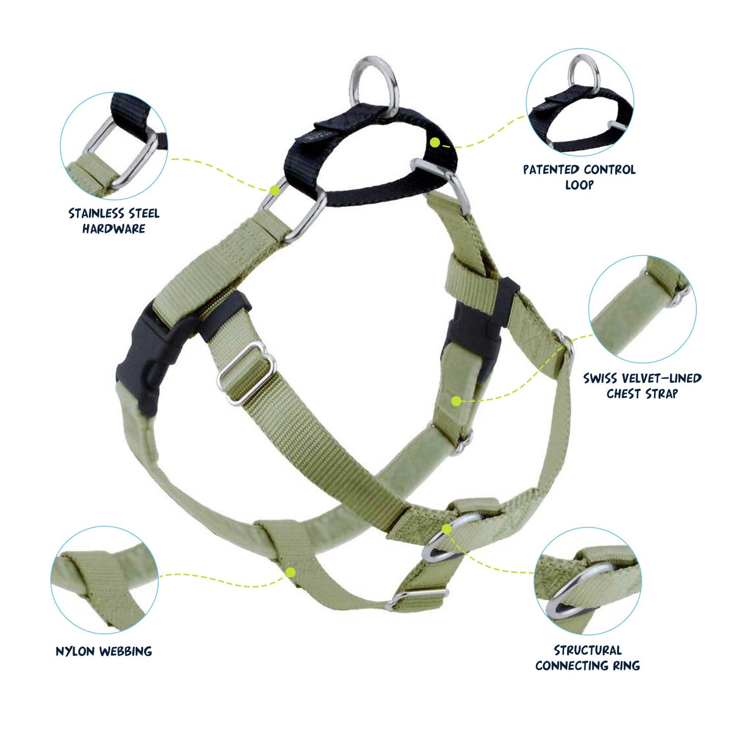 Tan Freedom No-Pull Dog Harness with Leash